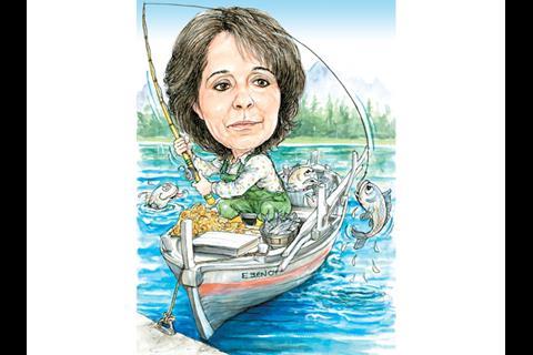 Maria Damanaki in fishing boat